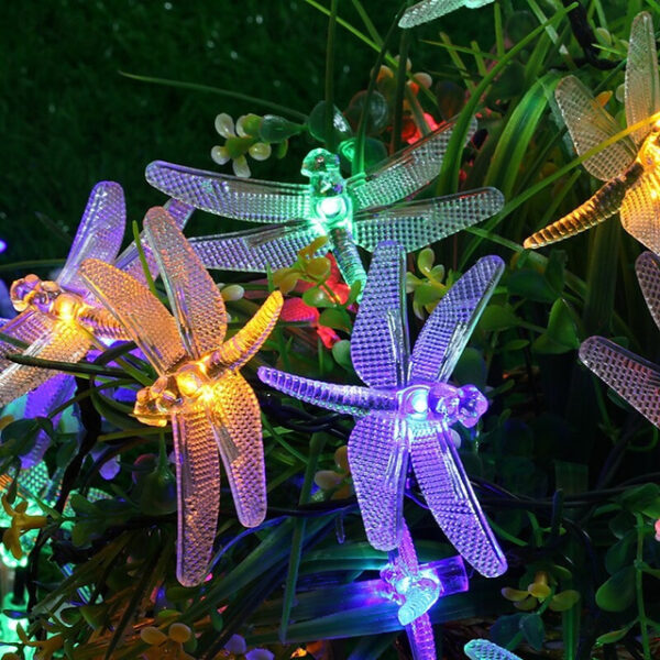 Dragonfly Solar String Lights Outdoor 6.5M 30LEDs Waterproof Solar Fairy Lights 8 Modes Decorative Lights for Patio Garden Yard Fence Wedding Christma