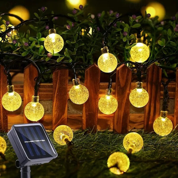 Elegant Wedding Party Reception Solar LED String Lights - 5-30M Crystal Globe, 8 Modes, Waterproof Solar Patio Lights for Garden, Yard, Porch Decor Wa