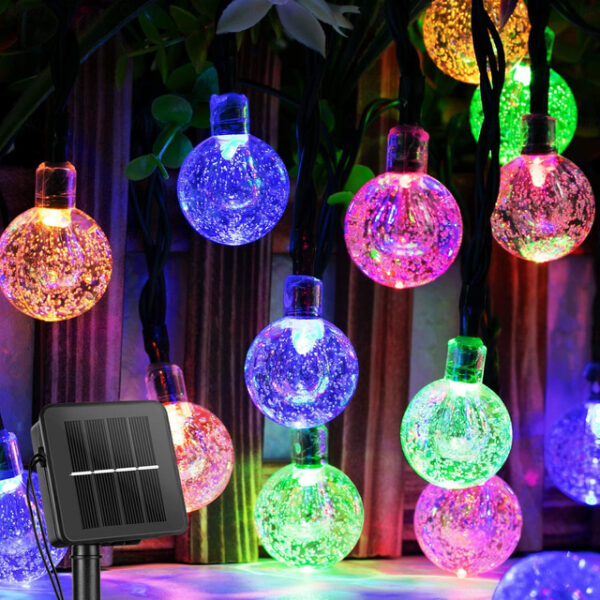 Elegant Wedding Party Reception Solar LED String Lights - 5-30M Crystal Globe, 8 Modes, Waterproof Solar Patio Lights for Garden, Yard, Porch Decor Wa