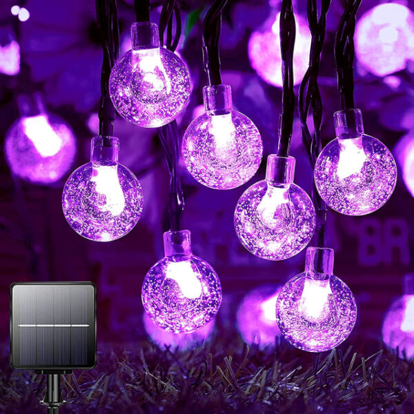 Elegant Wedding Party Reception Solar LED String Lights - 5-30M Crystal Globe, 8 Modes, Waterproof Solar Patio Lights for Garden, Yard, Porch Decor Wa