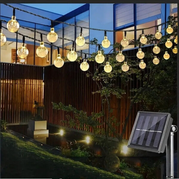 Elegant Wedding Party Reception Solar LED String Lights - 5-30M Crystal Globe, 8 Modes, Waterproof Solar Patio Lights for Garden, Yard, Porch Decor Wa