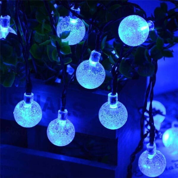 Elegant Wedding Party Reception Solar LED String Lights - 5-30M Crystal Globe, 8 Modes, Waterproof Solar Patio Lights for Garden, Yard, Porch Decor Wa