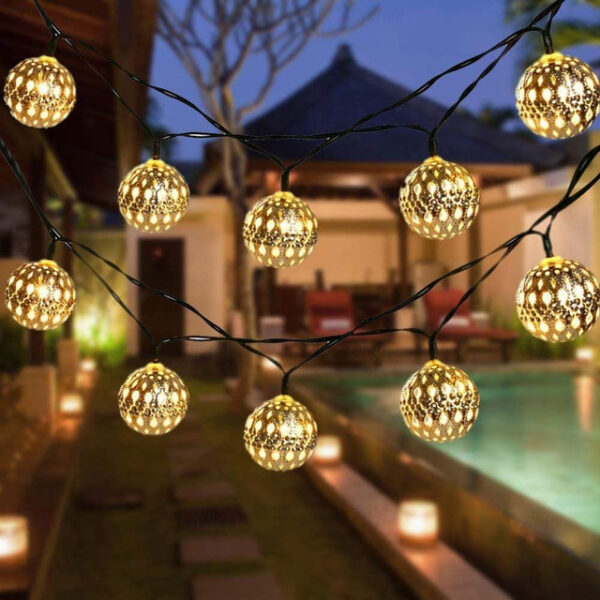 Elegant Wedding Party Reception Solar LED String Lights - Moroccan Ball Outdoor Garden Lights, Waterproof 10M-50LED, 7M-30LED, 5M-20LED Globe Lanterns