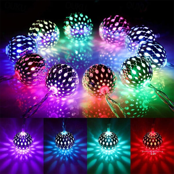 Elegant Wedding Party Reception Solar LED String Lights - Moroccan Ball Outdoor Garden Lights, Waterproof 10M-50LED, 7M-30LED, 5M-20LED Globe Lanterns