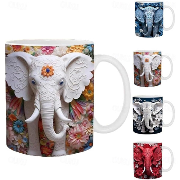 Elephant Mug, Elephant Print Mug, 3D Elephant Mug, 3d Printed Mugs, Ceramic Elephant Print Mug, 3D Elephant Coffee Mug, Sisterhood Friendship Elephant