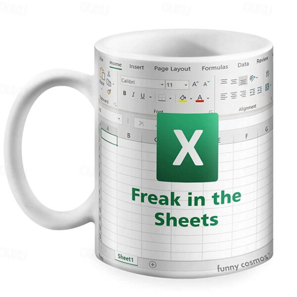 Excel Coffee Mug, Funny Gifts for Women Men Freak In The Sheets Mug Gifts for Boss CPA Friend Coworkers Accountant White Ceramic Office Mug 11.8 oz 20