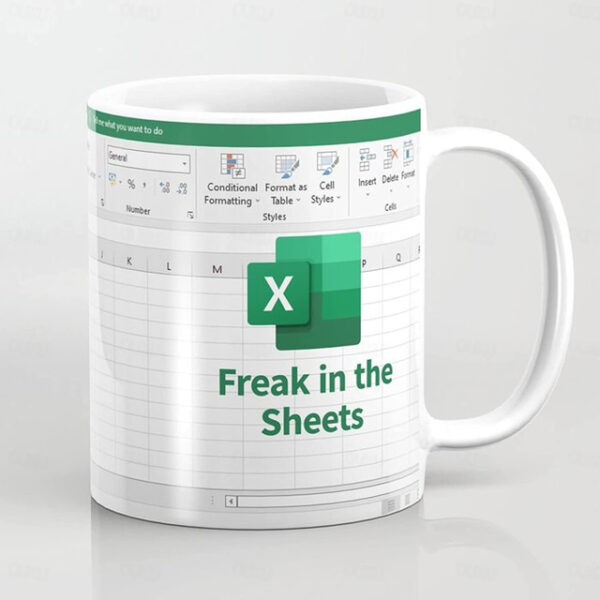 Excel Coffee Mug, Funny Gifts for Women Men Freak In The Sheets Mug Gifts for Boss CPA Friend Coworkers Accountant White Ceramic Office Mug 11.8 oz 20