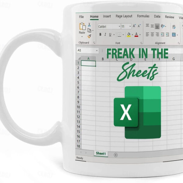 Excel Coffee Mug, Funny Gifts for Women Men Freak In The Sheets Mug Gifts for Boss CPA Friend Coworkers Accountant White Ceramic Office Mug 11.8 oz 20