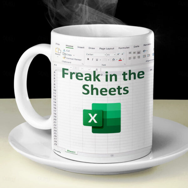 Excel Coffee Mug, Funny Gifts for Women Men Freak In The Sheets Mug Gifts for Boss CPA Friend Coworkers Accountant White Ceramic Office Mug 11.8 oz 20