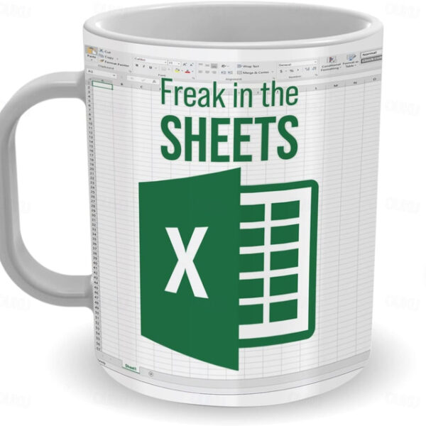 Excel Coffee Mug, Funny Gifts for Women Men Freak In The Sheets Mug Gifts for Boss CPA Friend Coworkers Accountant White Ceramic Office Mug 11.8 oz 20