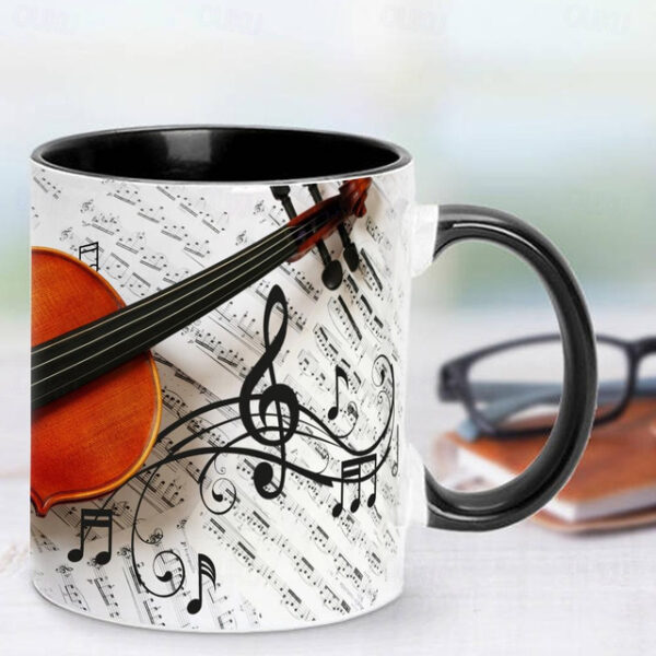 Guitar Coffee Cup Musical Coffee Mugs, Guitar Cup Travel Mug Funny Drinking Cup Desk Decor,11.2oz Ceramic Mug Tea Mug, Birthday Christmas Gifts for Mu