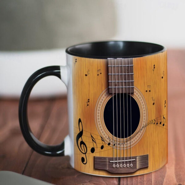 Guitar Coffee Cup Musical Coffee Mugs, Guitar Cup Travel Mug Funny Drinking Cup Desk Decor,11.2oz Ceramic Mug Tea Mug, Birthday Christmas Gifts for Mu