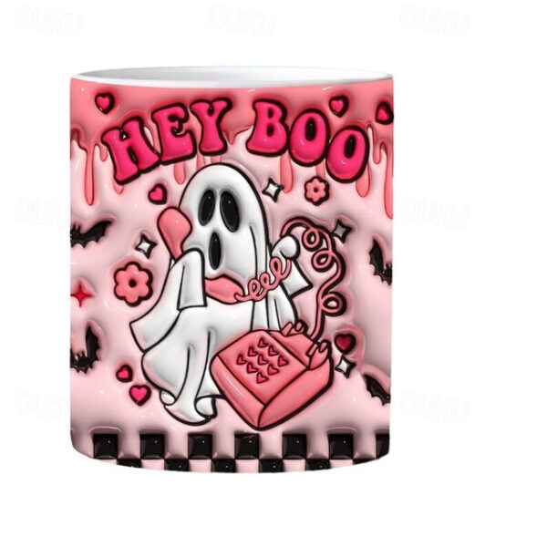 Halloween Gift Mug 3D illusion Spooky Mug 11oz Ghost Pumpkin Ceramic Cup Spooky Cup - Novelty Gifts for Halloween Christmas Birthday Mom Dad Friends 2