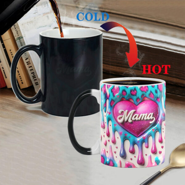 Heat Changing Mug, Heart Heat Changing 3D Illusion Ceramic Gift Coffee Mug, 11 oz Heat Sensitive Color Changing Coffee Mug Cup, Cute Xmas Gift Mug for