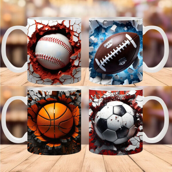 Heat Changing Mug, Soccer Heat Changing 3D Illusion Ceramic Gift Coffee Mug, 11 oz Heat Sensitive Color Changing Coffee Mug Cup, Cute Xmas Gift Mug fo