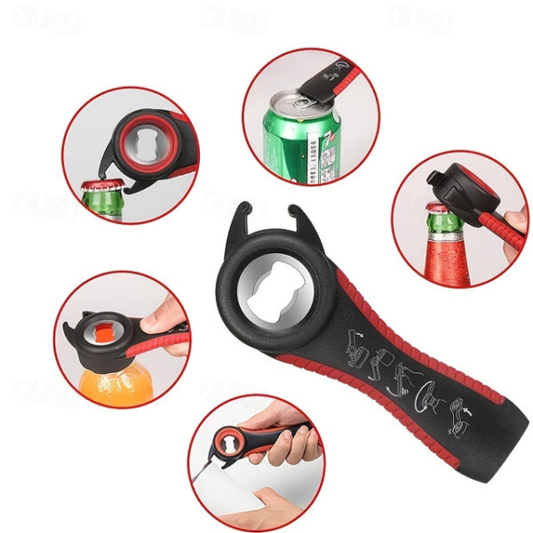 Jar Opener 5 in 1 Multi Function Can Opener Bottle Opener Kit with Silicone Handle Easy to Use for Children Elderly and Arthritis Sufferers 2025 - US