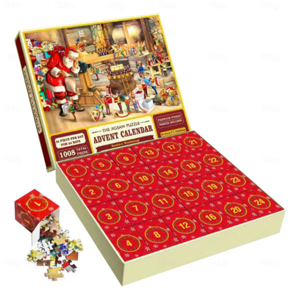 Jigsaw Puzzle Advent Calendar 2024-1008 Pieces Jigsaw Puzzle for Adult Kids,24 Days Countdown Calendar,The Birth of Jesus,Family Game Puzzle,Christmas