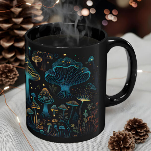 Magic Mushroom Mug, Mushroom Mug, Black Mushroom Coffee Cup, Novelty Coffee Mugs, Cute Bioluminescent Mushroom Gifts, Gifts For Mushroom Lovers 2025 -