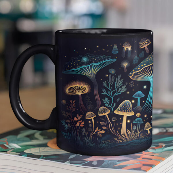 Magic Mushroom Mug, Mushroom Mug, Black Mushroom Coffee Cup, Novelty Coffee Mugs, Cute Bioluminescent Mushroom Gifts, Gifts For Mushroom Lovers 2025 -