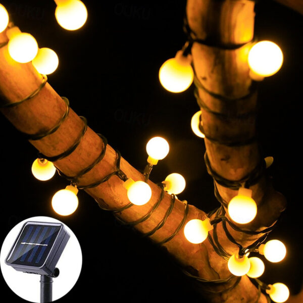 Mini Globe String Lights Solar LED Fairy String Lights Waterproof 12M 7M 6.5M 8 Modes Lighting Outdoor Garden Decoration Light Christmas Tree Hanging