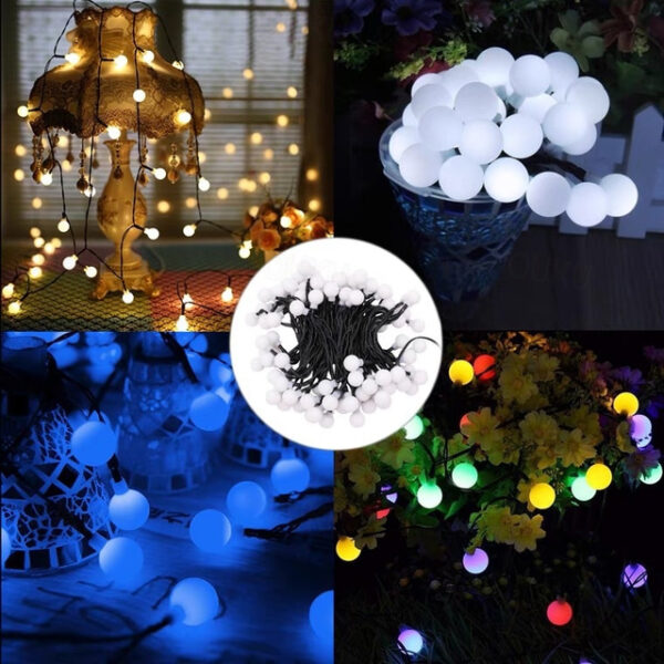 Mini Globe String Lights Solar LED Fairy String Lights Waterproof 12M 7M 6.5M 8 Modes Lighting Outdoor Garden Decoration Light Christmas Tree Hanging