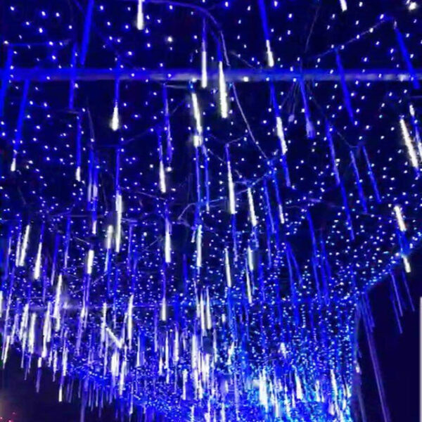 Outdoor Solar LED Meteor Shower Rain Lights Holiday String Lights Waterproof Garden Light 8 Tubes 144 Leds For Garden Tree Colorful Decoration Landsc