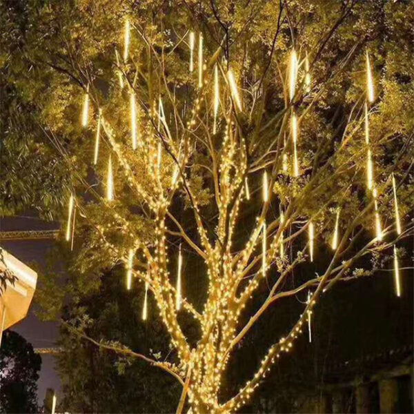 Outdoor Solar LED Meteor Shower Rain Lights Holiday String Lights Waterproof Garden Light 8 Tubes 144 Leds For Garden Tree Colorful Decoration Landsc