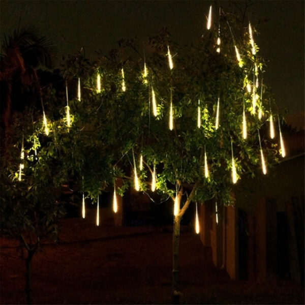 Outdoor Solar LED Meteor Shower Rain Lights Holiday String Lights Waterproof Garden Light 8 Tubes 144 Leds For Garden Tree Colorful Decoration Landsc