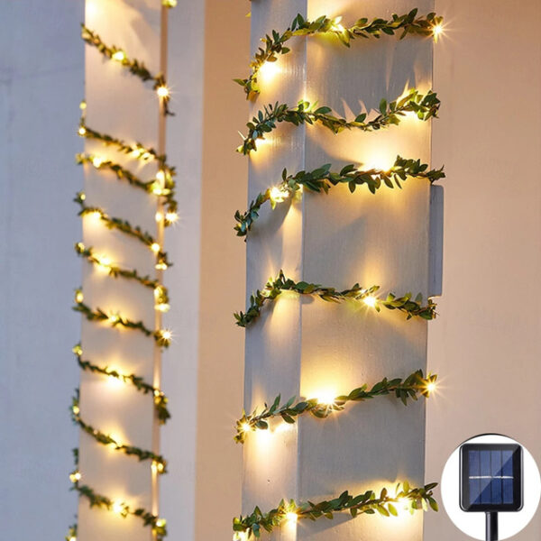 Outdoor Solar String Light Outdoor Waterproof Solar Leaf 5M 50LEDs Fairy String Lghts Christmas Wedding Garden Patio Decoration LED Solar Garden Light