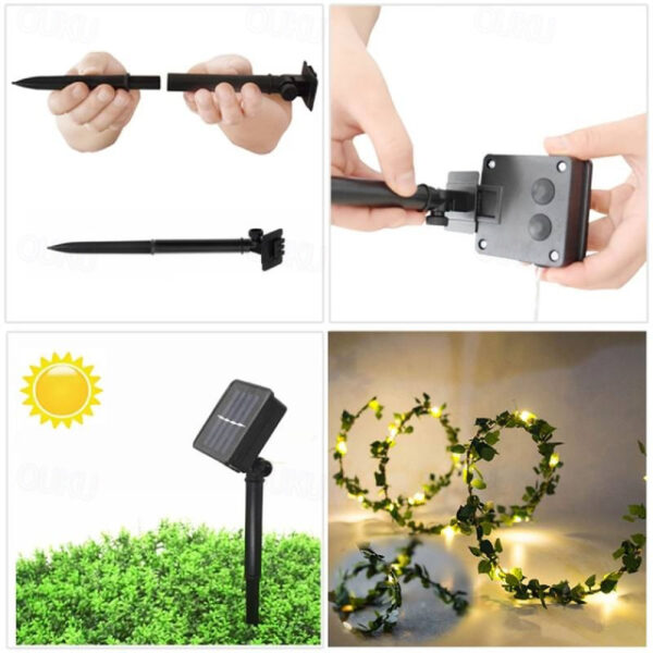 Outdoor Solar String Light Outdoor Waterproof Solar Leaf 5M 50LEDs Fairy String Lghts Christmas Wedding Garden Patio Decoration LED Solar Garden Light