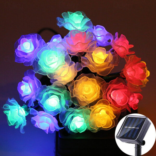 Outdoor Waterproof Solar Rose String Lights 12m-100LEDs 7m-50LEDs 6.5m-30LEDs Valentine's Day Wedding Party Outdoor Garden Decoration 2025 - US $13.99