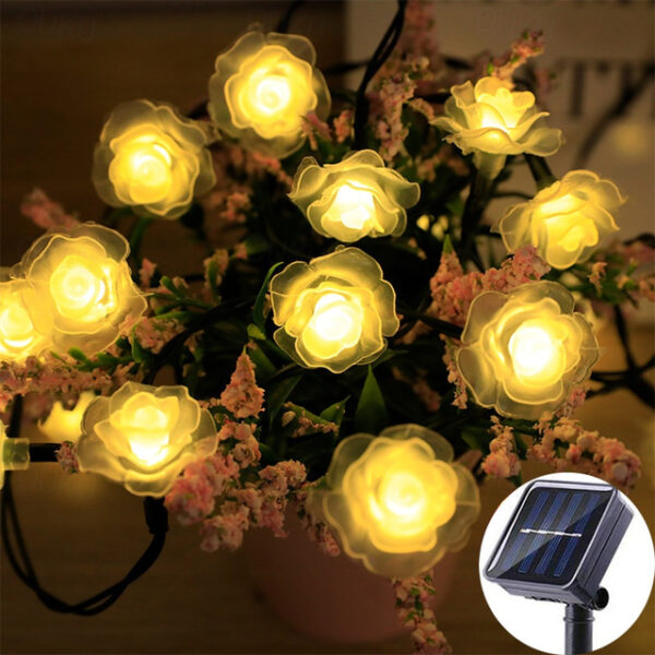 Outdoor Waterproof Solar Rose String Lights 12m-100LEDs 7m-50LEDs 6.5m-30LEDs Valentine's Day Wedding Party Outdoor Garden Decoration 2025 - US $13.99