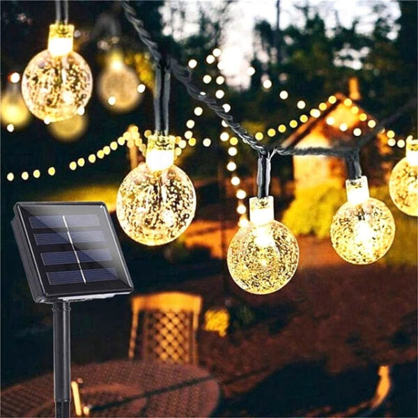 Solar Bulb String Lights Outdoor 50 LEDs 7m Crystal Ball Solar Light 6.5m 30 Leds Outdoor IP65 Waterproof 8 Models String Fairy Lamps Solar Garden Gar