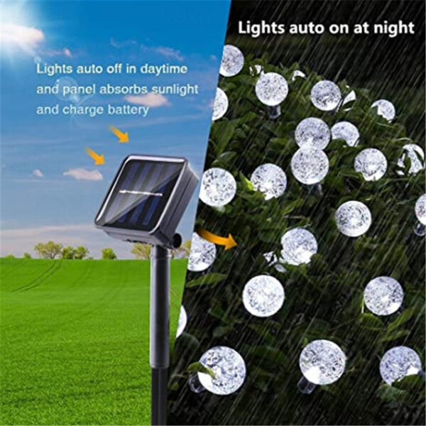 Solar Bulb String Lights Outdoor 50 LEDs 7m Crystal Ball Solar Light 6.5m 30 Leds Outdoor IP65 Waterproof 8 Models String Fairy Lamps Solar Garden Gar