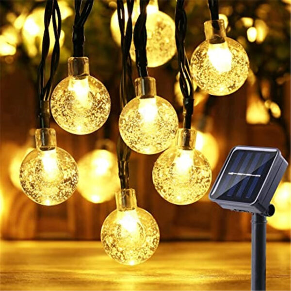 Solar Bulb String Lights Outdoor 50 LEDs 7m Crystal Ball Solar Light 6.5m 30 Leds Outdoor IP65 Waterproof 8 Models String Fairy Lamps Solar Garden Gar