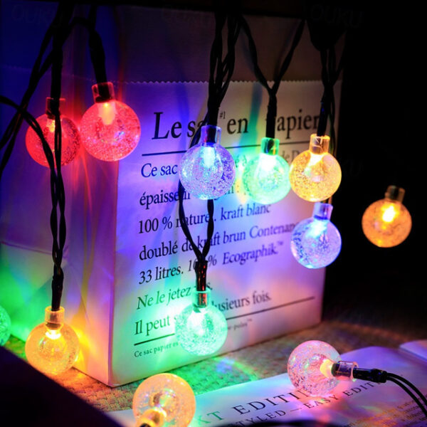 Solar Bulb String Lights Outdoor 50 LEDs 7m Crystal Ball Solar Light 6.5m 30 Leds Outdoor IP65 Waterproof 8 Models String Fairy Lamps Solar Garden Gar