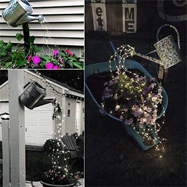 Solar Firefly Bunch Garden Lights Outdoor Waterfall String Lights 2M 180LEDs with 8 Flashing Modes for Patio Wedding Party Decoration Christmas Tree E