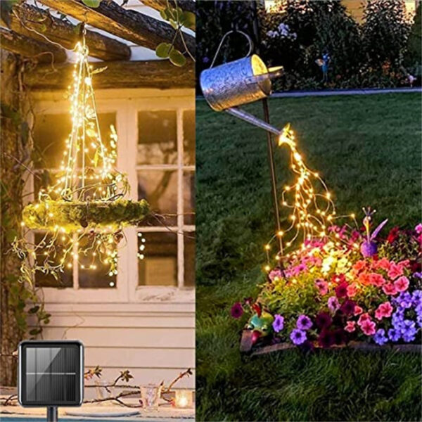 Solar Firefly Bunch Garden Lights Outdoor Waterfall String Lights 2M 180LEDs with 8 Flashing Modes for Patio Wedding Party Decoration Christmas Tree E