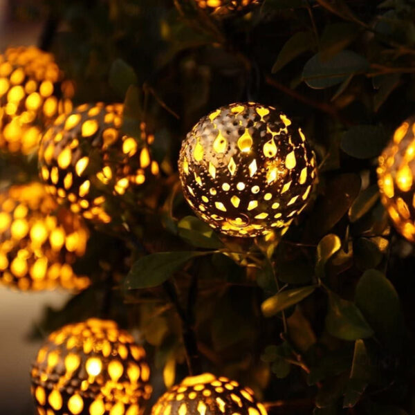 Solar Moroccan String Lights Christmas Ball Fairy String Lights 12m 7m 6.5m Outdoor Garden Lights IP65 Waterproof New Year Wedding Party Patio Tree Ha