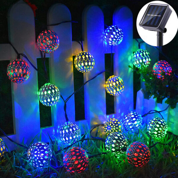 Solar Moroccan String Lights Christmas Ball Fairy String Lights 12m 7m 6.5m Outdoor Garden Lights IP65 Waterproof New Year Wedding Party Patio Tree Ha