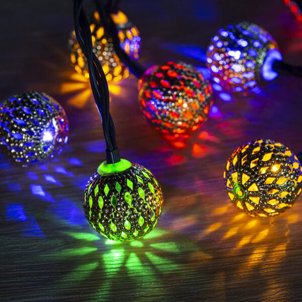 Solar Moroccan String Lights Christmas Ball Fairy String Lights 12m 7m 6.5m Outdoor Garden Lights IP65 Waterproof New Year Wedding Party Patio Tree Ha