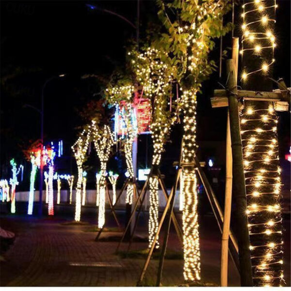 Solar String Fairy Lights Outdoor Christmas Decorations Solar and Plug in 20m 10m with Remote Control Garland Large Panel Fast Charge Christmas Garden