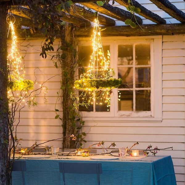 Solar String Lights Outdoor 10 Strands 2M 200LEDs Waterproof Twinkle Starry Fairy Branch Copper Waterfall Light for Garden Fence Tree Flexible Yard Ga