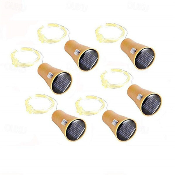 Solar Wine Bottle String Lights Outdoor Wedding Decoration 2m 20LED Fairy Lights with Cork Waterproof Christmas Light Copper Garland Patio Garden Stri