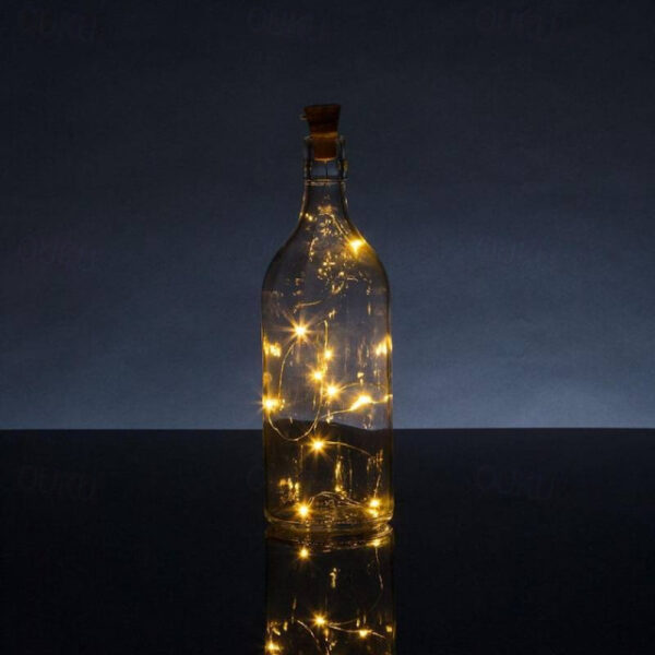 Solar Wine Bottle String Lights Outdoor Wedding Decoration 2m 20LED Fairy Lights with Cork Waterproof Christmas Light Copper Garland Patio Garden Stri