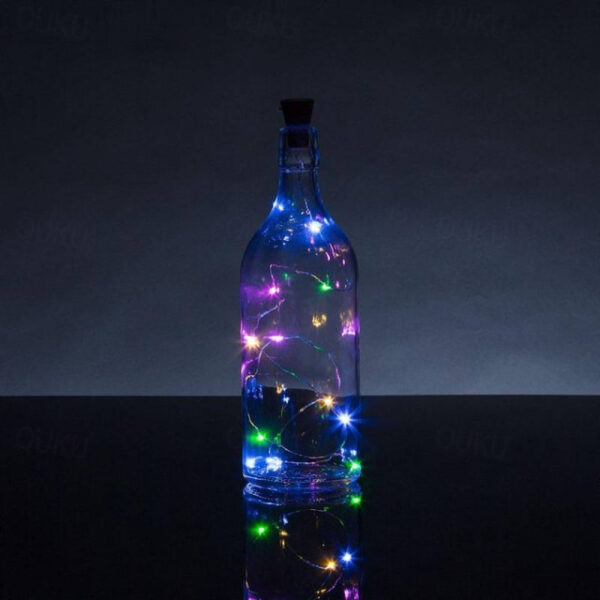 Solar Wine Bottle String Lights Outdoor Wedding Decoration 2m 20LED Fairy Lights with Cork Waterproof Christmas Light Copper Garland Patio Garden Stri