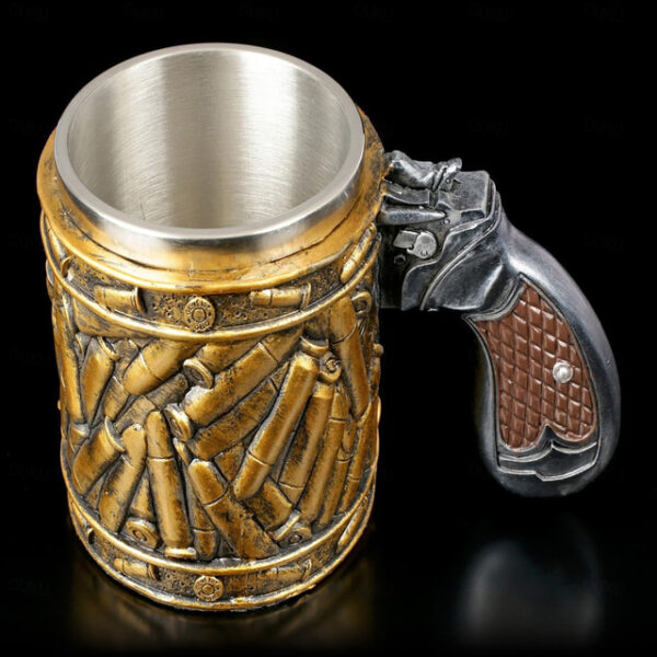 Stainless Steel Bullet Pattern Beer Mug, Steel Bullet Coffee Mugs Pistol Shape Handle Coffee Mug for Boyfriend, Father, Chritmas Xmas Gift 2025 - US $