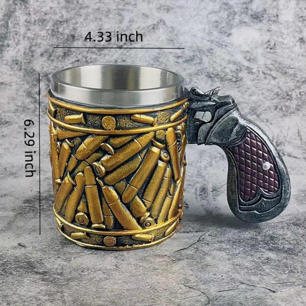 Stainless Steel Bullet Pattern Beer Mug, Steel Bullet Coffee Mugs Pistol Shape Handle Coffee Mug for Boyfriend, Father, Chritmas Xmas Gift 2025 - US $