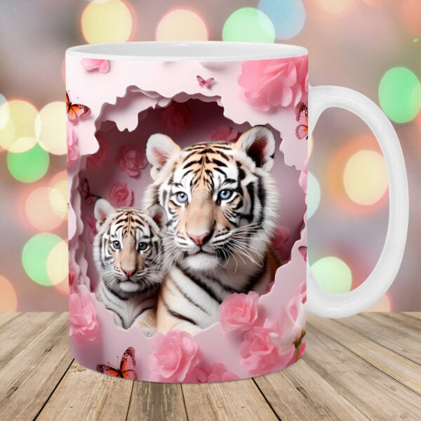 Tiger Coffee Cup 3D illusion Coffee Mugs, Animal Gift Cup Travel Mug Funny Drinking Cup Desk Decor,11.2oz Ceramic Mug Tea Mug, Birthday Christmas Gift