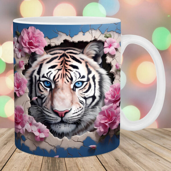 Tiger Coffee Cup 3D illusion Coffee Mugs, Animal Gift Cup Travel Mug Funny Drinking Cup Desk Decor,11.2oz Ceramic Mug Tea Mug, Birthday Christmas Gift